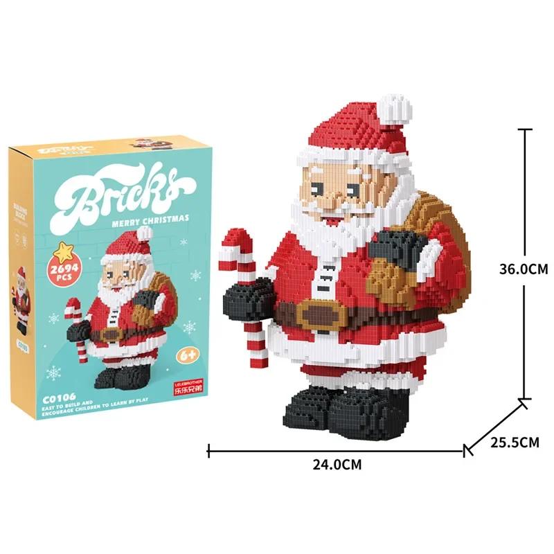 Christmas Tree Snowman Mini Building Blocks Assembled Santa Claus Deer DIY Model Figure Connection Brick Toys For Kids Gifts