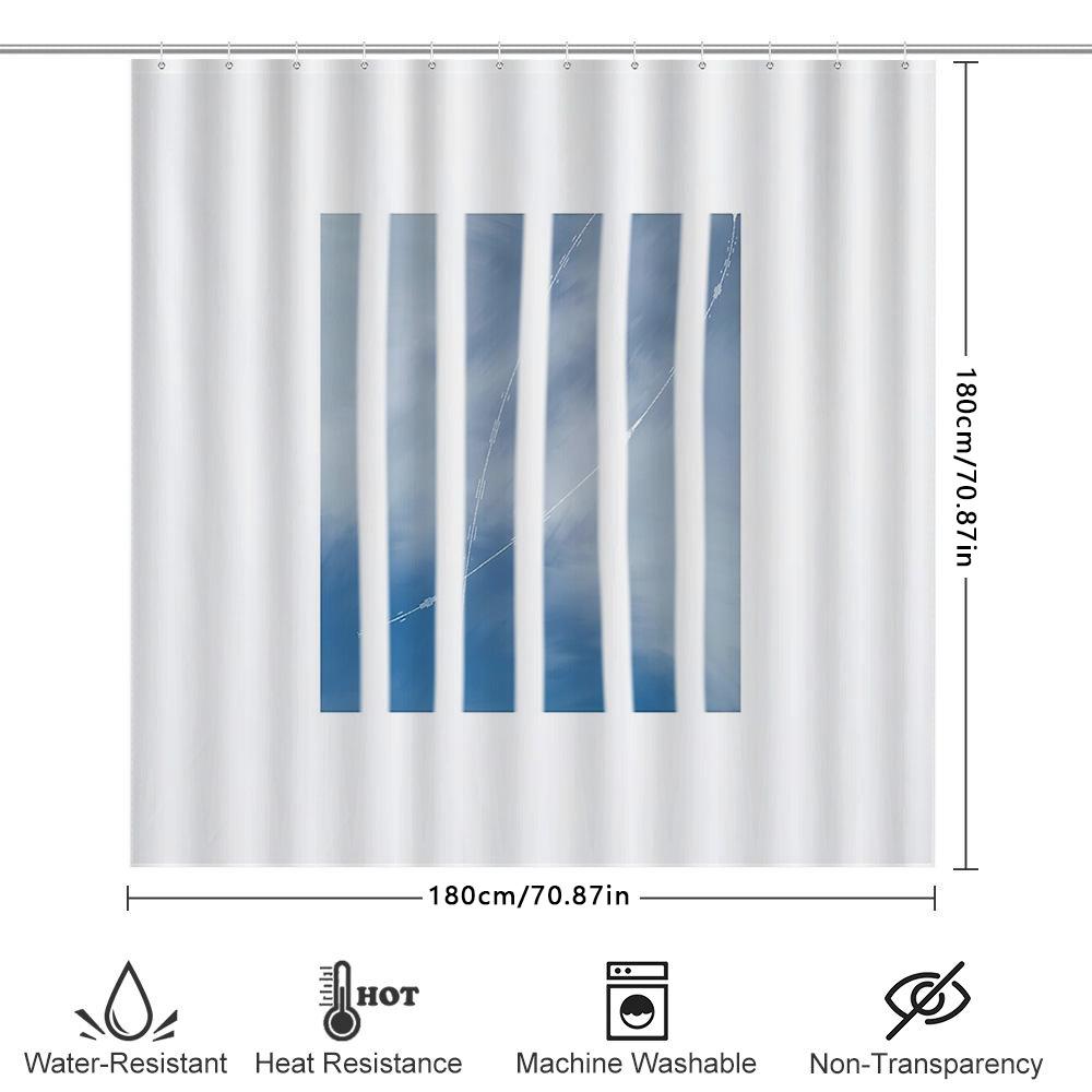Set Tenda da Doccia Onda Blu Costiera Impermeabile Decorazione Bagno a Tema Spiaggia Oceanica Set di Fodere in Tessuto Blu Petrolio Fantasia