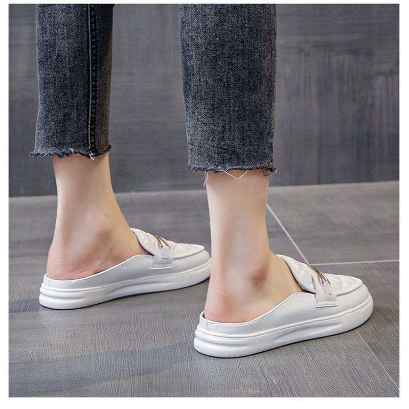 Fashion Women's Mules Shoes White Sandals Comfortable Fashion Designer Slipper Flat Leather Summer New 2025 Luxury Slippers for Women