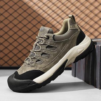 Suede Leather Men's Treking Footwear Lace Up Male Hiking Shoes Non-Slip Retro Casual Shoes for Men Soft Outdoor Walking Sneakers