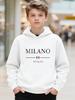 Kinder Streetwear Milano Italien Grafik Hoodie Italien Flagge Buchstaben Pullover Herbst Winter Fleece Warm Lässiges Kapuzensweatshirt