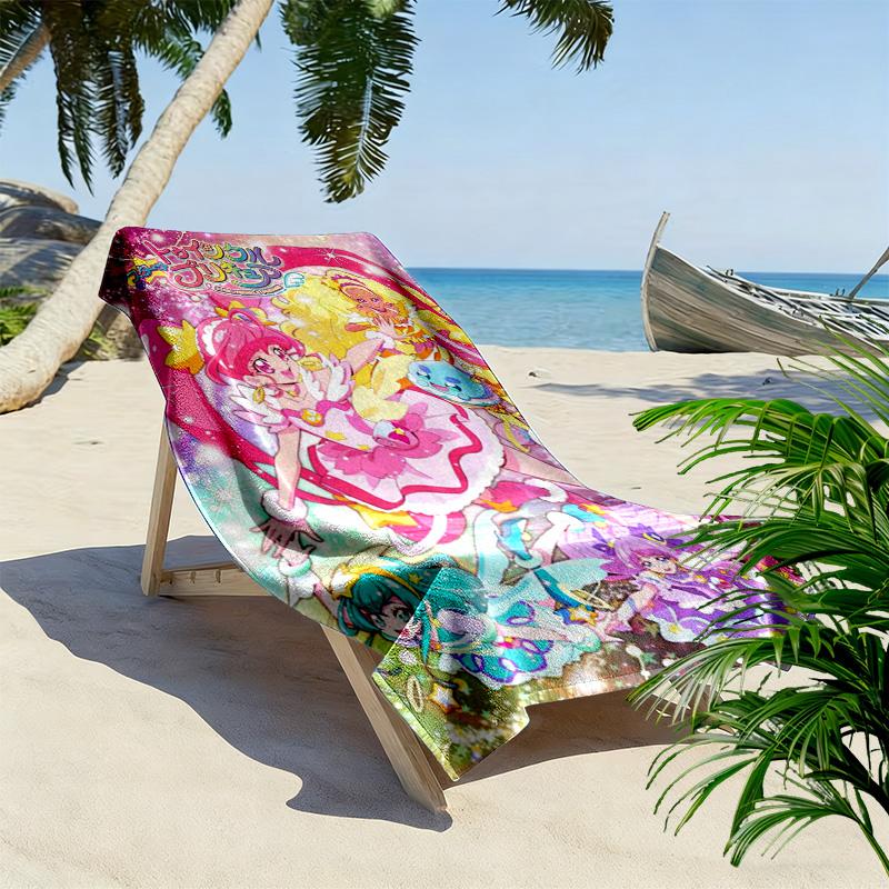 Hidden Key Precure Print Beach Towel, Large Soft Quick Dry Towel for Beach Camping Swimming