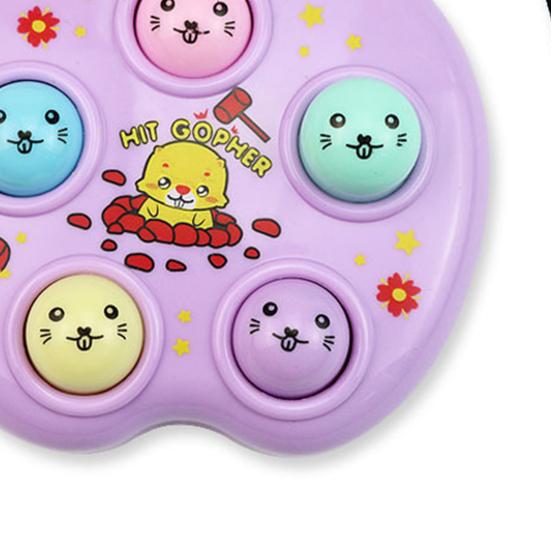 Game Console Pendant with Lanyard Lovely Colorful Cartoon Print Nostalgic Hand-brain Coordination Fidget Toy Whack-a-mole Key Ring Mini Decompression