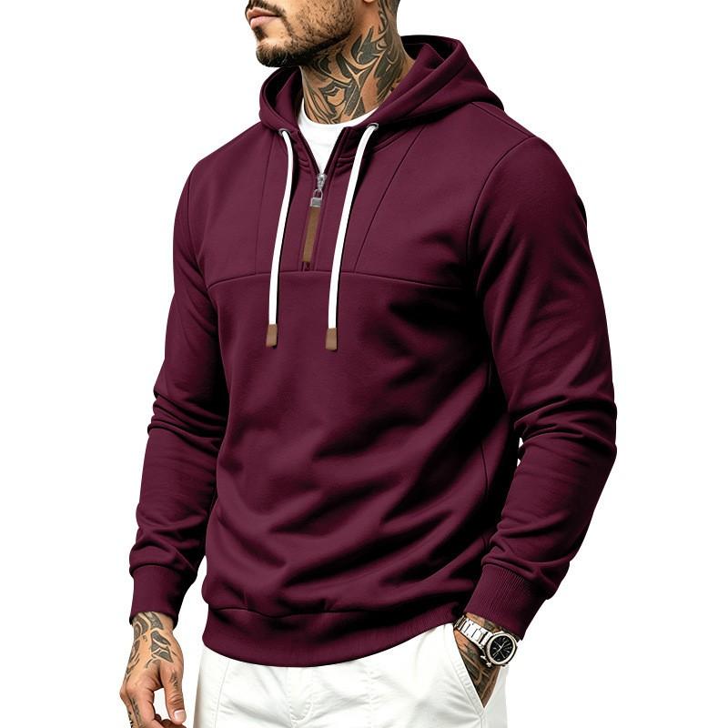 Mens Warm Fleece-Lined Hooded Zip-Up Sweatshirt Loose Fit Casual Winter Pullover Daily Wear