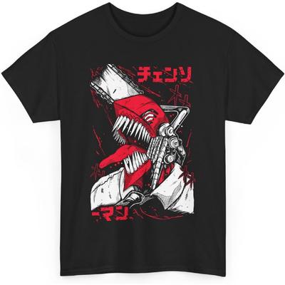 Denji Chainsaw Devil Manga Anime T-Shirt Merch Casual Short Sleeved Shirt Tee M-04