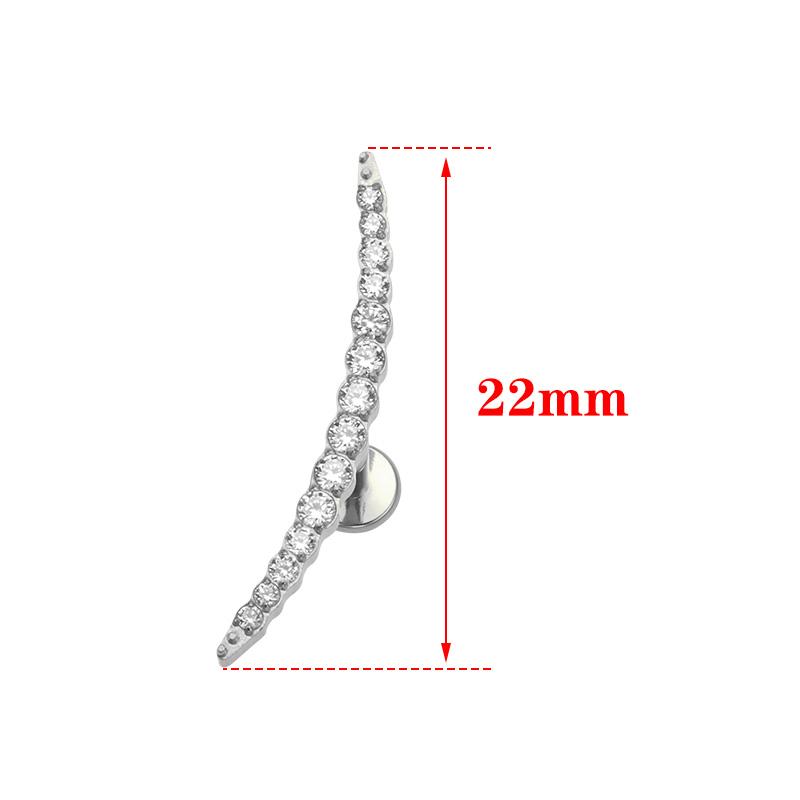 Titanium Piercings Long Arc Multiple CZ Inlaid Internally Threaded Flat Ear Cartilage Labret Ear Studs Piercing Jewelry