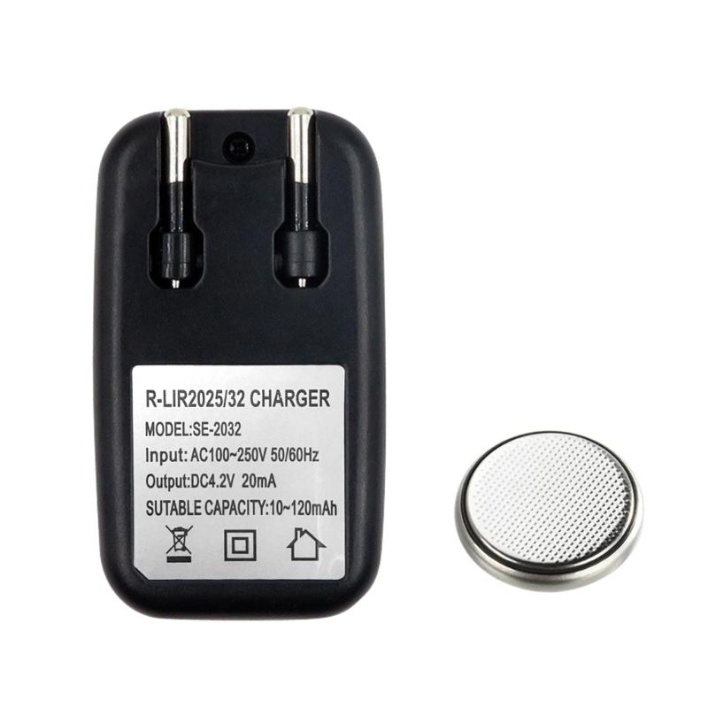 3.6V Coin Button Battery Charger for Rechargeable Button Battery LIR2032 LIR2025 ML2032 ML2025 CR2032 EU Plug