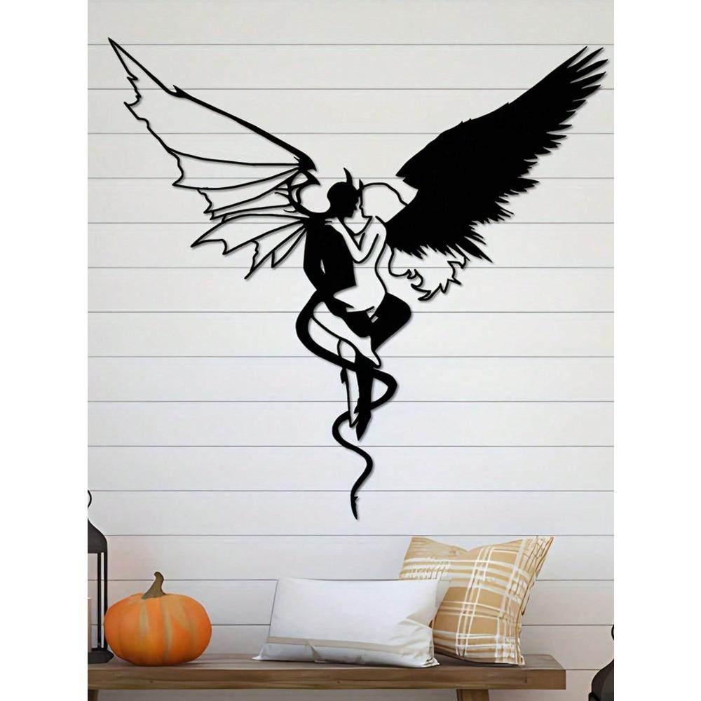 Wrought Iron Angel Devil Wall Decor Minimalist Home Art