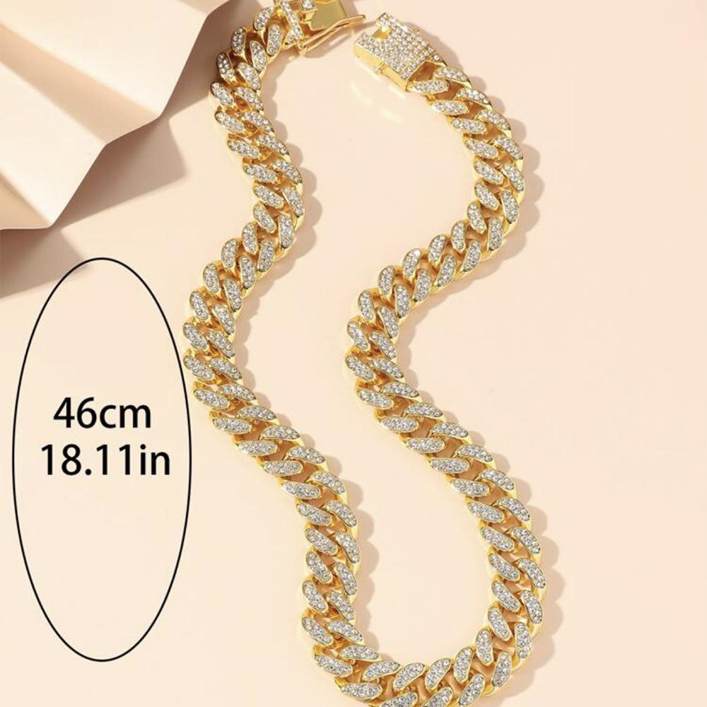 2-teiliges Set Zirkon Halskette Armband Set Kreative Europäische Amerikanische Persönlichkeit Hip Hop Funkelnde Strass Schlüsselbeinkette