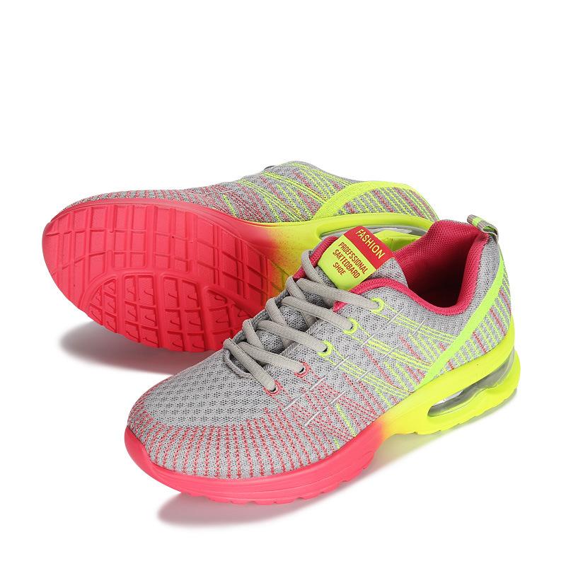 

New Spring Flying Knitted Sports Shoes Women s Breathable Mesh Air Cushion Shoes Casual Running Women s Shoes Light Travel Shoes 37