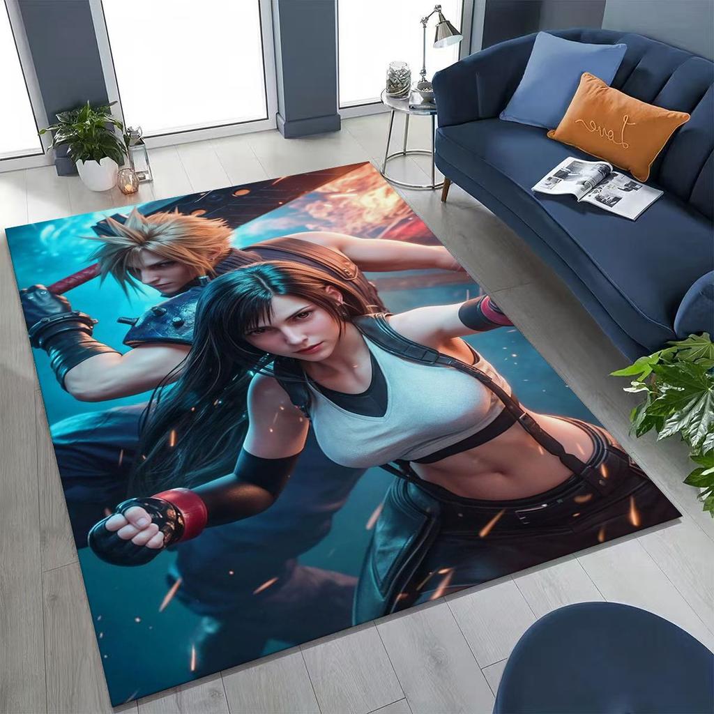 Kreslený herní koberec Final Fantasy Sephiroth Cloud Tifa do ložnice, obývacího pokoje, k pohovce, dekorace na vchodové dveře, velká protiskluzová podložka