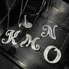 TikTok Live French-English Initial Pendant Necklace - Customizable 26 Letters, Full Diamond, Personalize Your Name or Surname