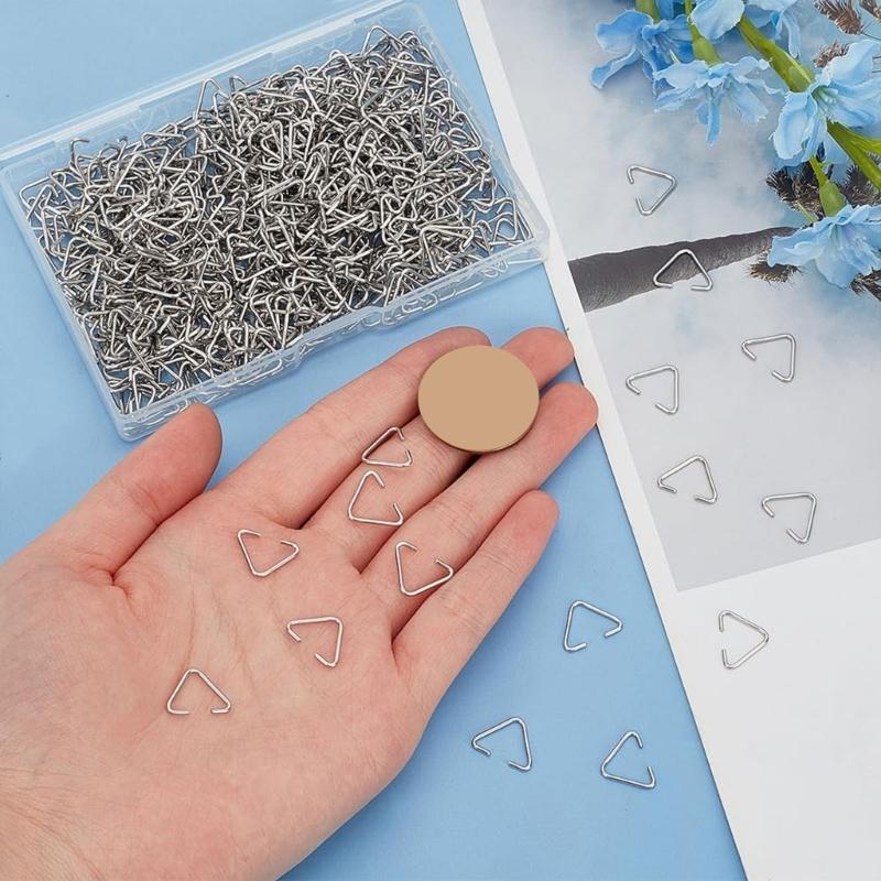 600 Pieces Stainless Steel Triangles Bails Open Rings Connectors for Handmade Earrings Bracelets and Necklaces Set
