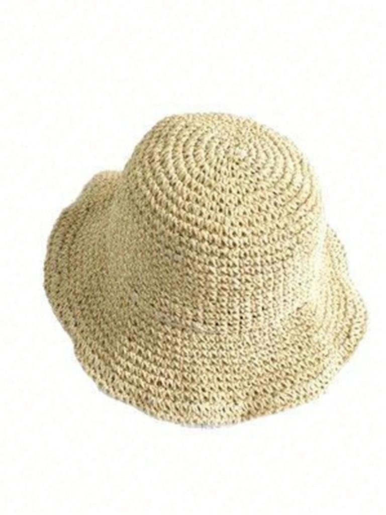 1pc Women Fashion Straw Visor Hat,Outdoor Beach Sun Hat,Braided Fisherman Foldable Hat for Summer Beach Holiday Sun Protection