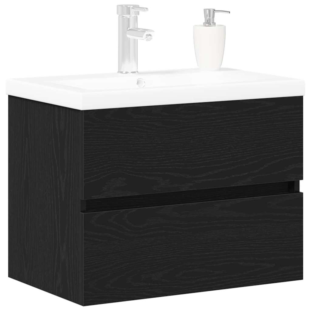 Washbasin Cabinet Black Oak Effect 60 X 39 X 62 Cm