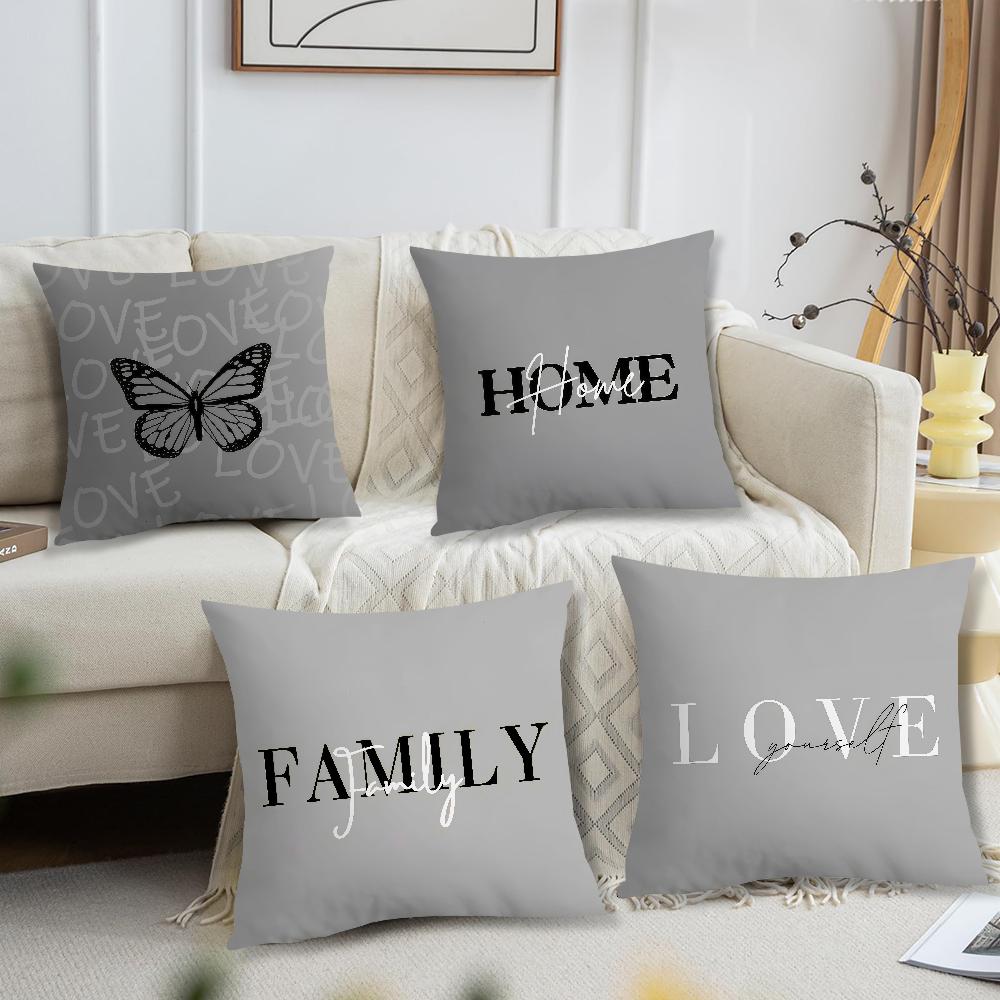 Flower Pattern Comfortable soft Pillow Case White for Sofa Living love Room Home office Decor Gray geometry Protective Covers