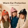 Faux Lamb Fleece Lining Children's Earflap Hat Solid Color Baby Warm Hat  For Boys And Girls