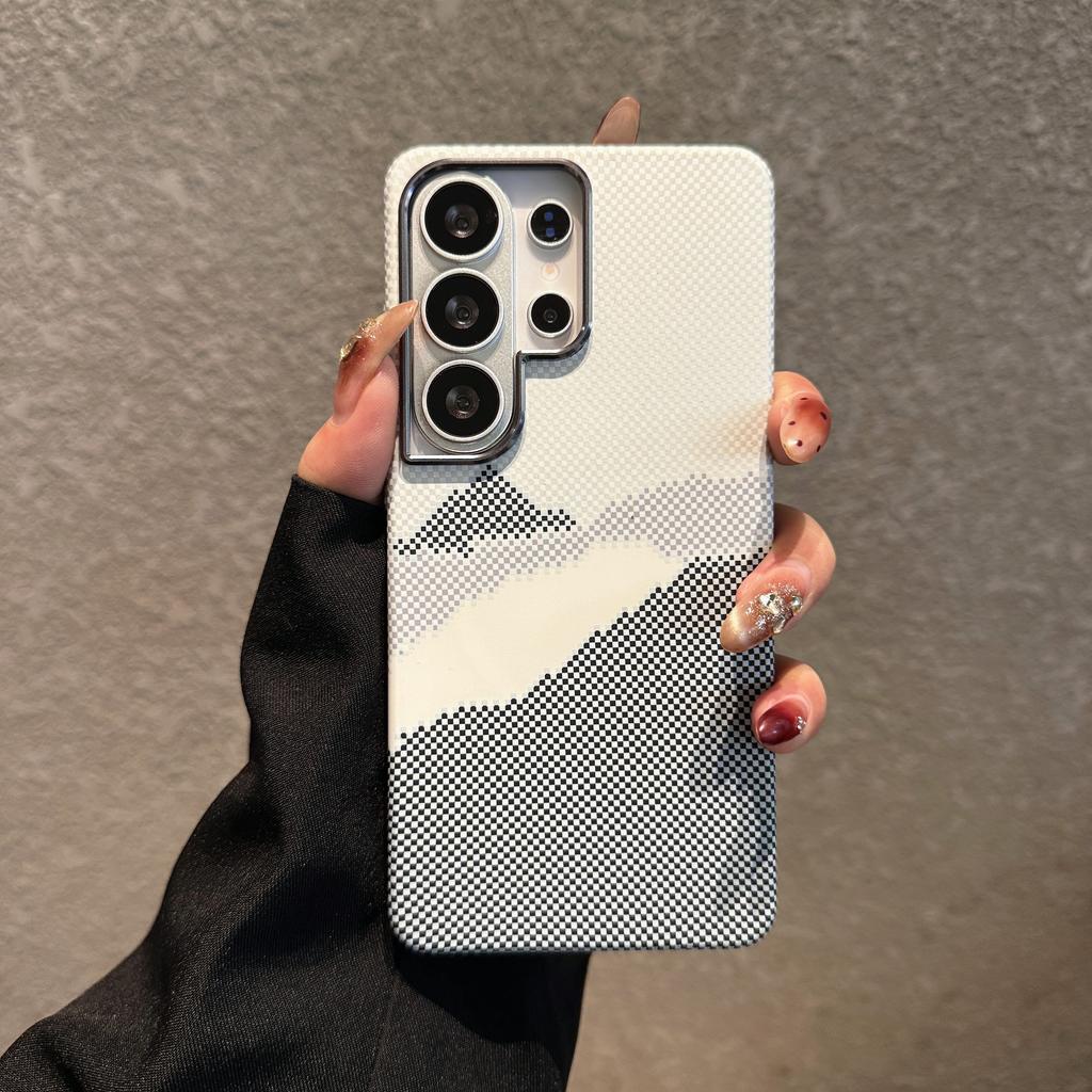 For Samsung Galaxy S26 S25 S24 S23 Ultra Plus Carbon Fiber Texture Case For Magsafe Wireless Charging Alloy Lens PC Points Cover