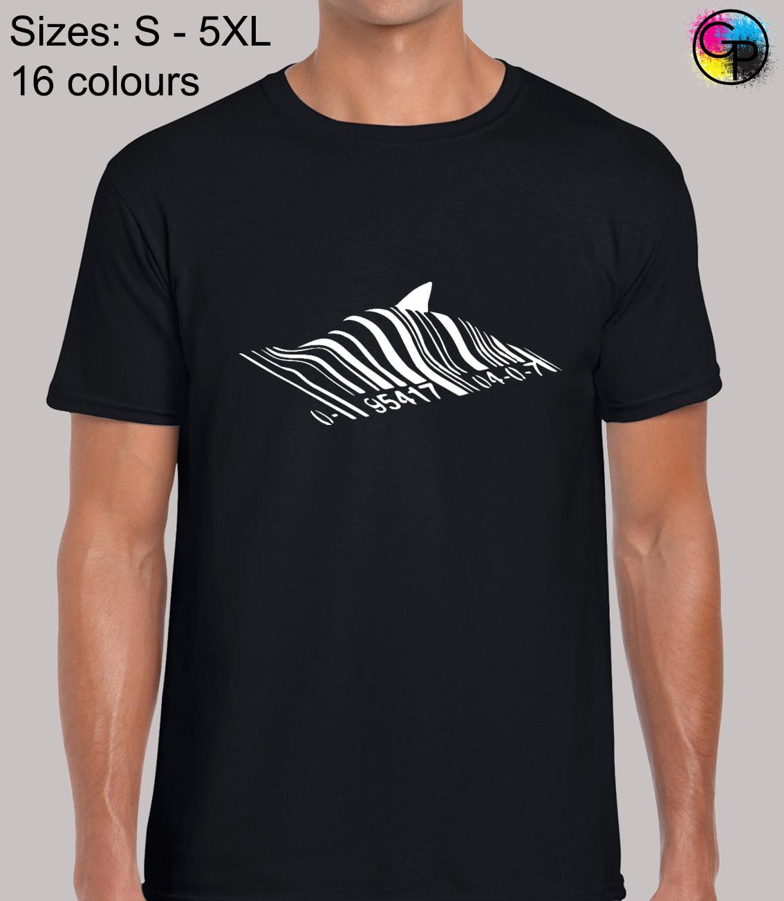 Barcode Shark Banksy Street Artist Graffiti Art Top Regular Fit T-Shirt Mens Womens Tees Top for Men 2XL