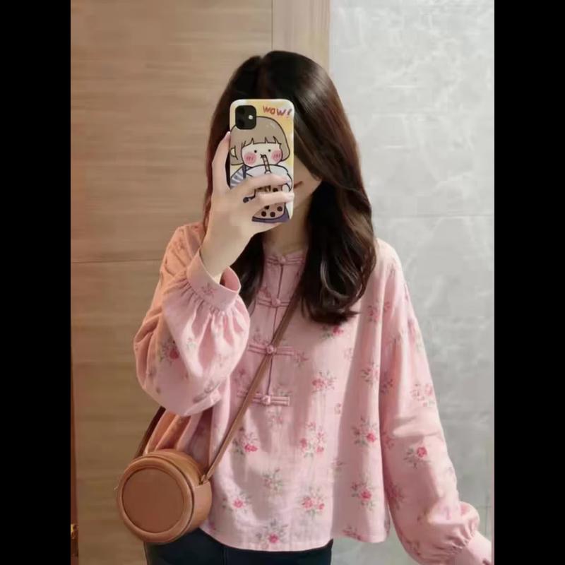 La Chapelle Women s New Chinese Style Floral Blouse L