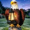 Resin Material Eagle Garden Statue Waterproof Solar-Powered Bald Eagle Figurine Durable Fade-Resistant Solar Eagle Decor