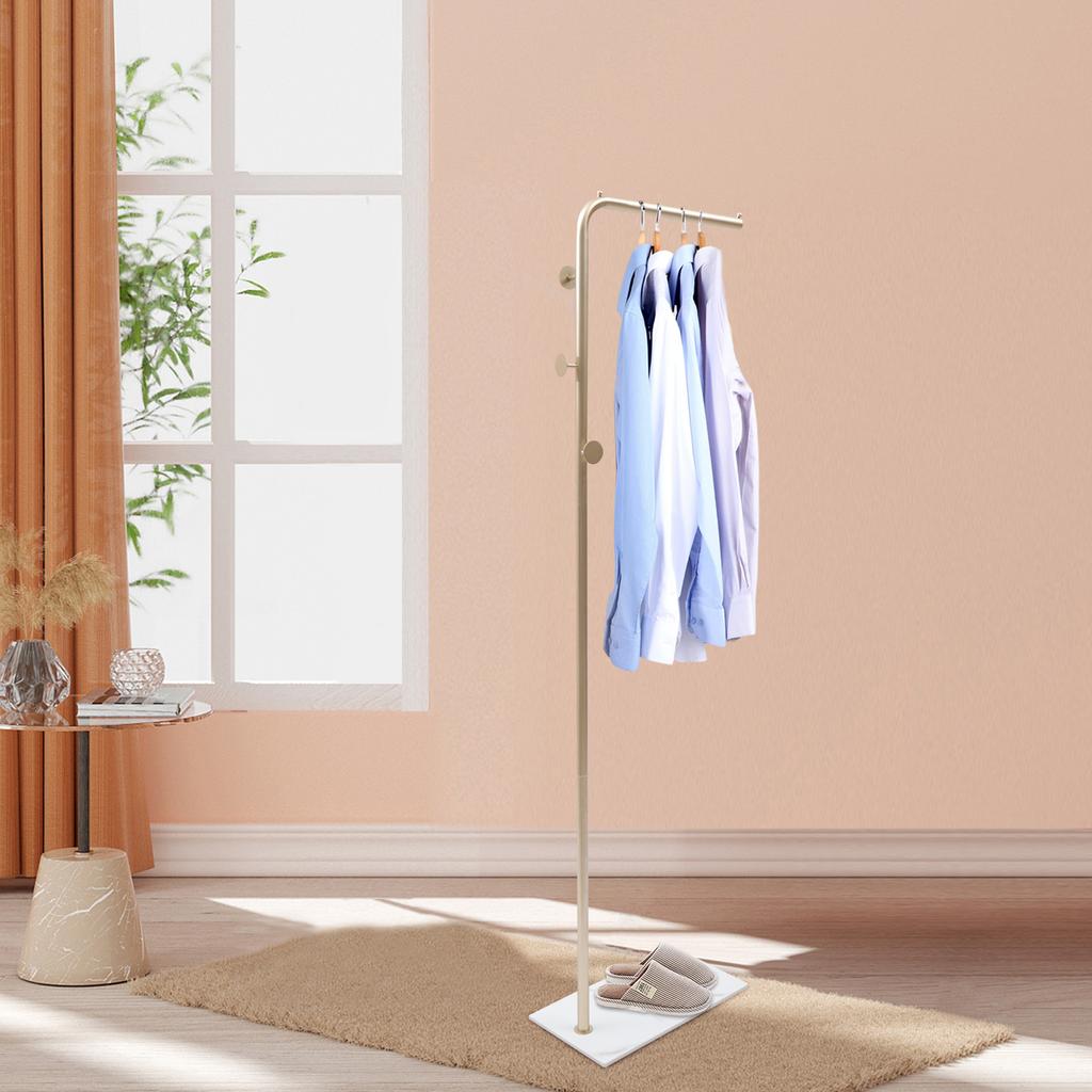 Metal Coat Rack Freestanding, Natural Marble Base Coat Stand with 3 Hooks, Entryway Hall Tree Organizer for Jackets, Hats, Bags
