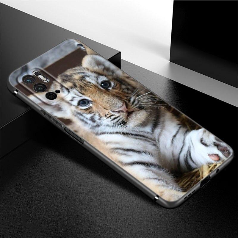 Cute Little Tiger Phone Case For Xiaomi Redmi Note 11 10 9 8 Pro 11T 5G 10T 10S 9S 9T 9i 9C 9A 8T Soft TPU Black Cover Funda