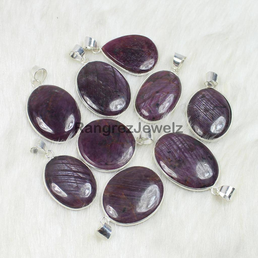 Purple Star Ruby Gemstone Pendant Jewelry Healing Crystal Bezel Set Pendant Jewelry Gift For Woman And Girls Pendant Necklace