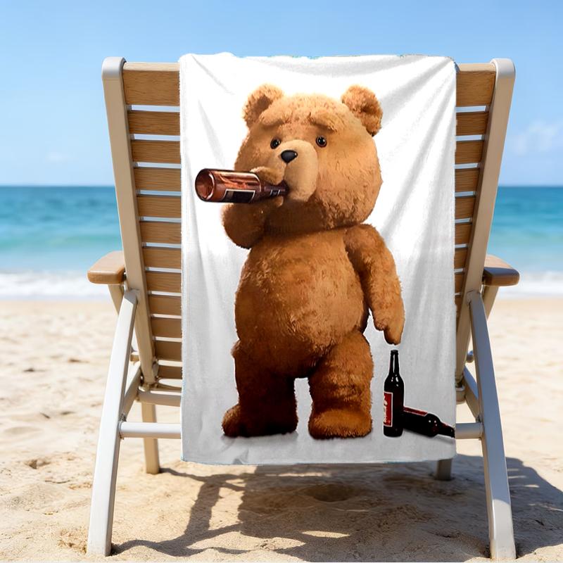 Proof Beach Towel with a Cartoon Teddy Bear Ted2 Pattern - Soft,absorbent,quick-drying,machine Washable - Perfect for Swimming,camping,bathing