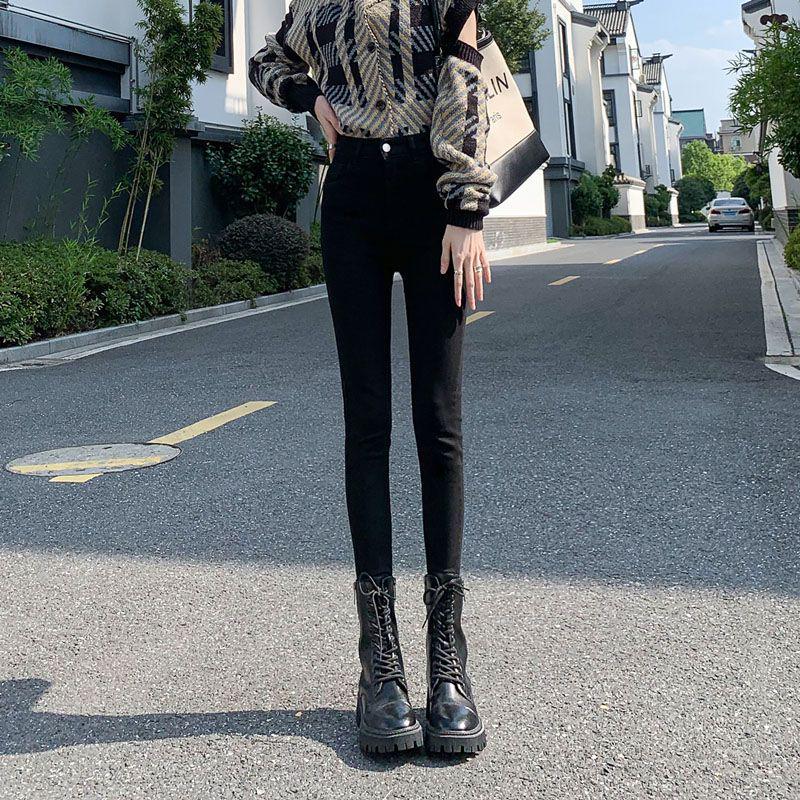 Women's High-Waist Stretch Jeans - Korean Spring Style, Slimming, Versatile, Nine-Point Pencil Fit