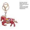 Keychain Pendant Chinese Style Rhinestones-Encrusted Oil Painting 3D Zodiac Horse Design Key Chain Metal