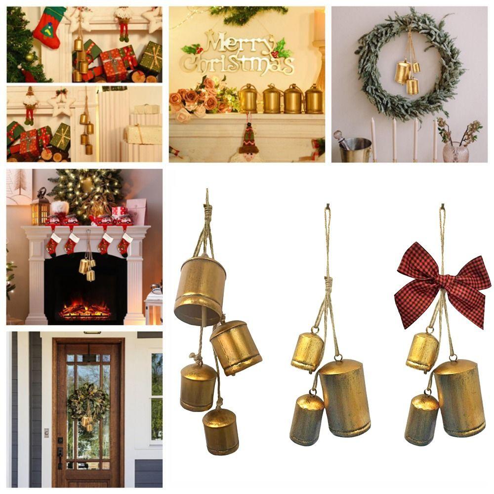 Shabby Christmas Cow Bells Vintage Tranquil Wind Chimes  Christmas Tree Decoration