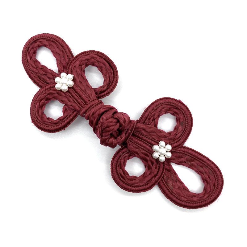 

1 шт. Китайский узел в китайском стиле с цветком сливы, сделай сам, аксессуары для одежды ханьфу, ручная работа, пуговица для ципао, жемчуг темно-красного