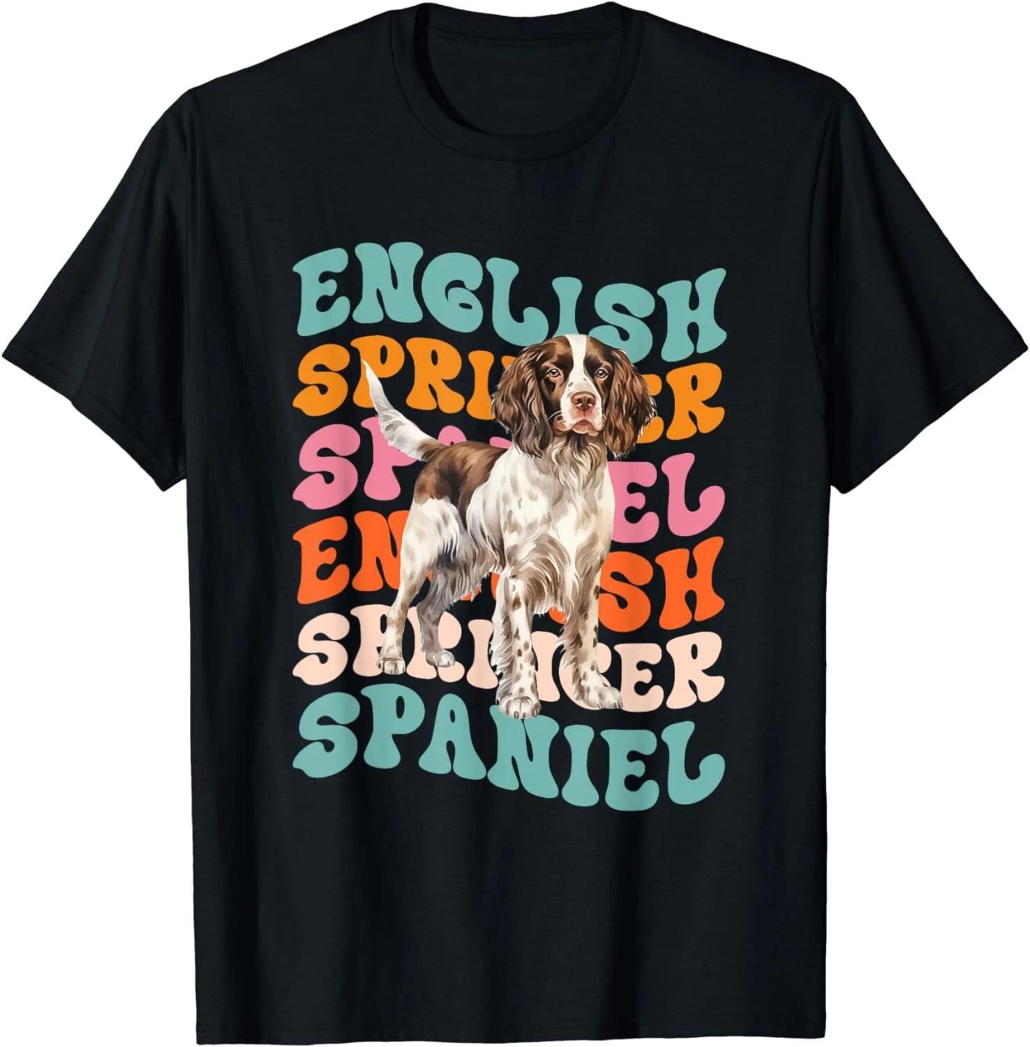 English Springer Spaniel Dog Lovers Mom And Dad Groovy Retro Gift Unisex T-Shirt S