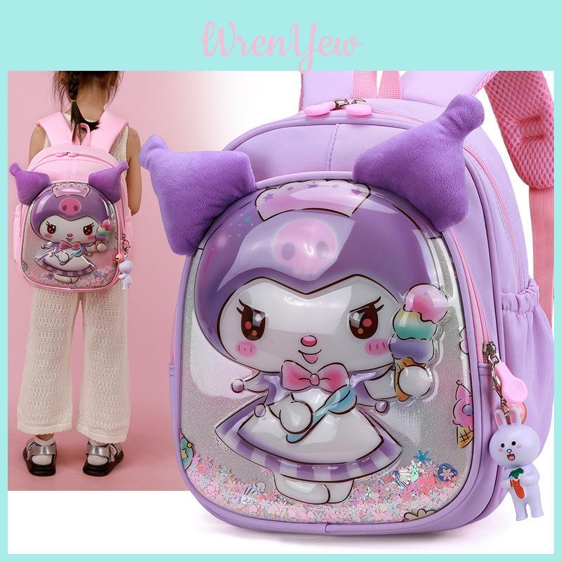 Cartoon Girl Kuromi Backpack With Ergonomic Shoulder Straps For School Use