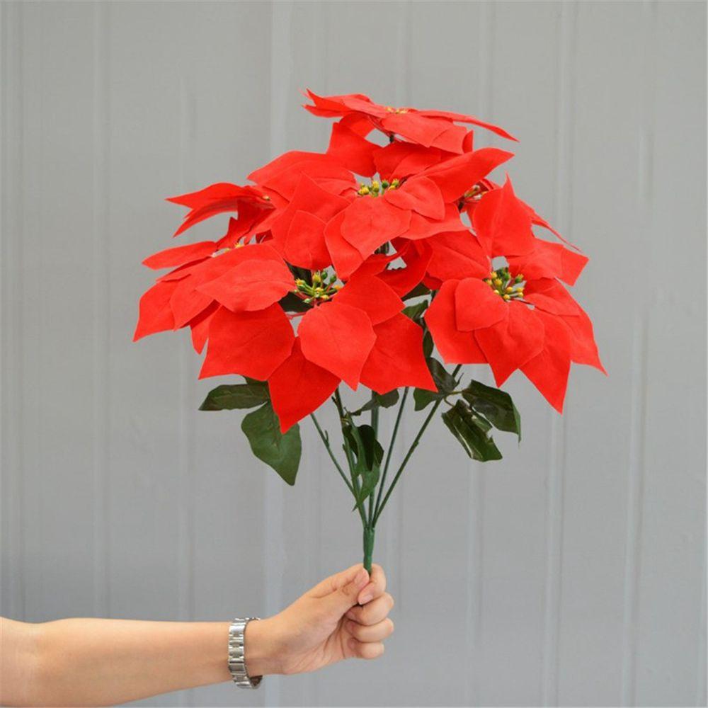 Flowers Poinsettia Bushes Simulation bouquet Xmas Decor Christmas Decoration Christmas Bouquets