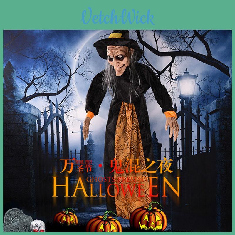 Life Size Animated Witch Halloween Decoration With Led Eyes And Spooky Sounds