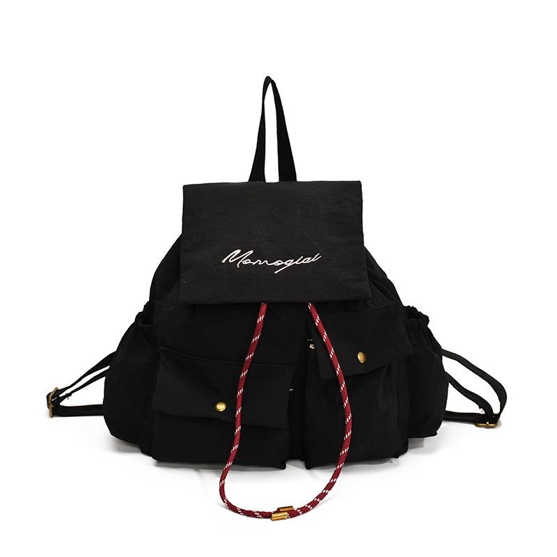 Casual multi-pocket backpack women's 2025 new large-capacity canvas short-distance travel backpack student school bag