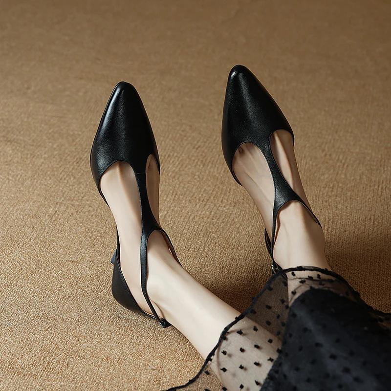 Fashion 2024 New Summer Sandals Cover Toe Sandals Pointed Toe High Heels Sandals for Women Handmade Women shoes Retro Stiletto Brown