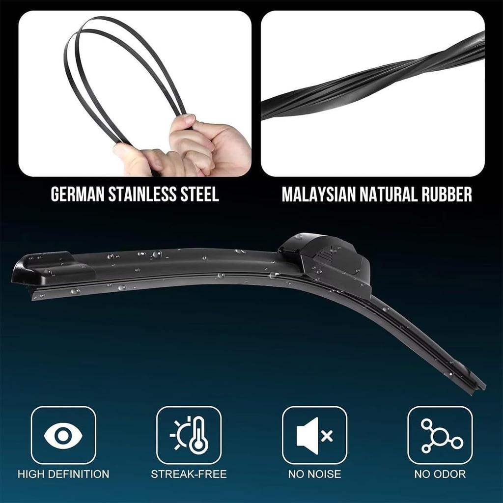 Rain wiper Compatible with Chevrolet HHR 2006-2011 Front Rear Wiper Blades Brushes Cutter Accessories J Hook 2006 2007 2008 2009 2010 2011,