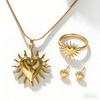 Unisex Copper Sunflower Pendant Necklace with Stainless Steel Snake Chain - Colorfast Punk Accessory
