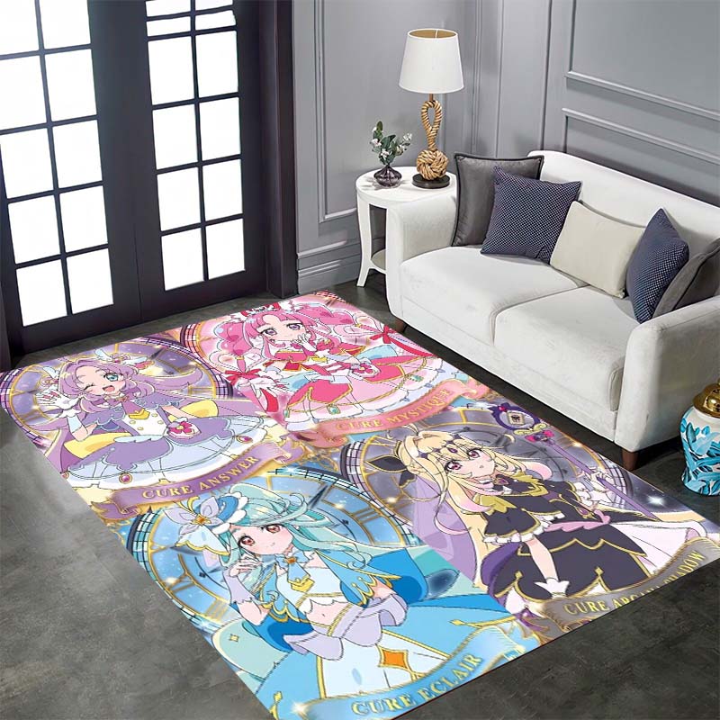 Pretty Cure Cartoon Rugs Are Suitable for Home Décor In Areas Such As Game Rooms, Bedrooms, Living Rooms, and Sofa Areas.
