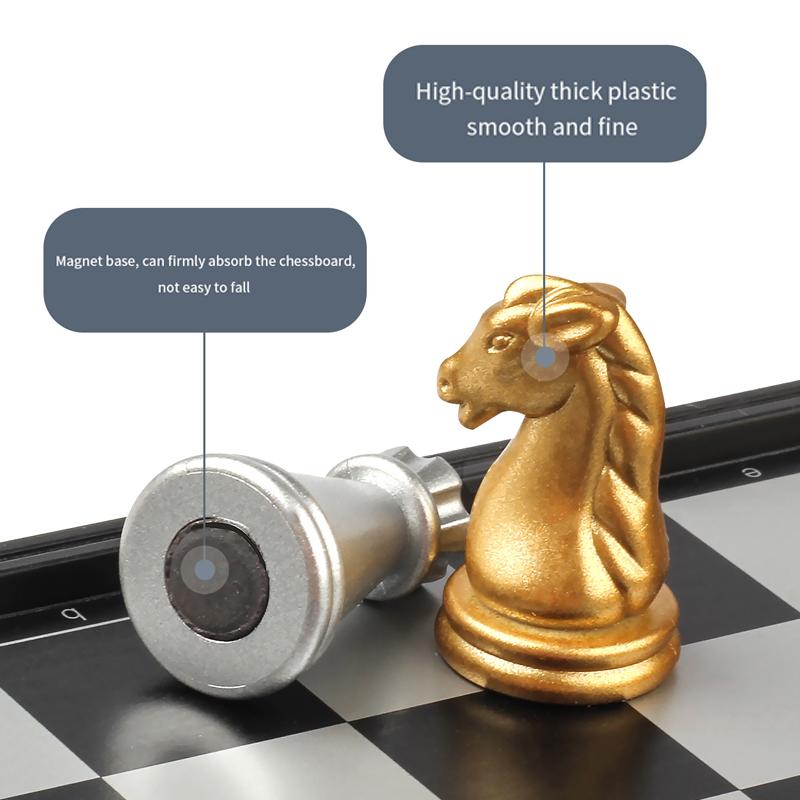 Extra Small Magnetic Gold and Silver Chess Set Educational Toy for Kids Intellectual Development Puzzle Chess for Boys and Girls