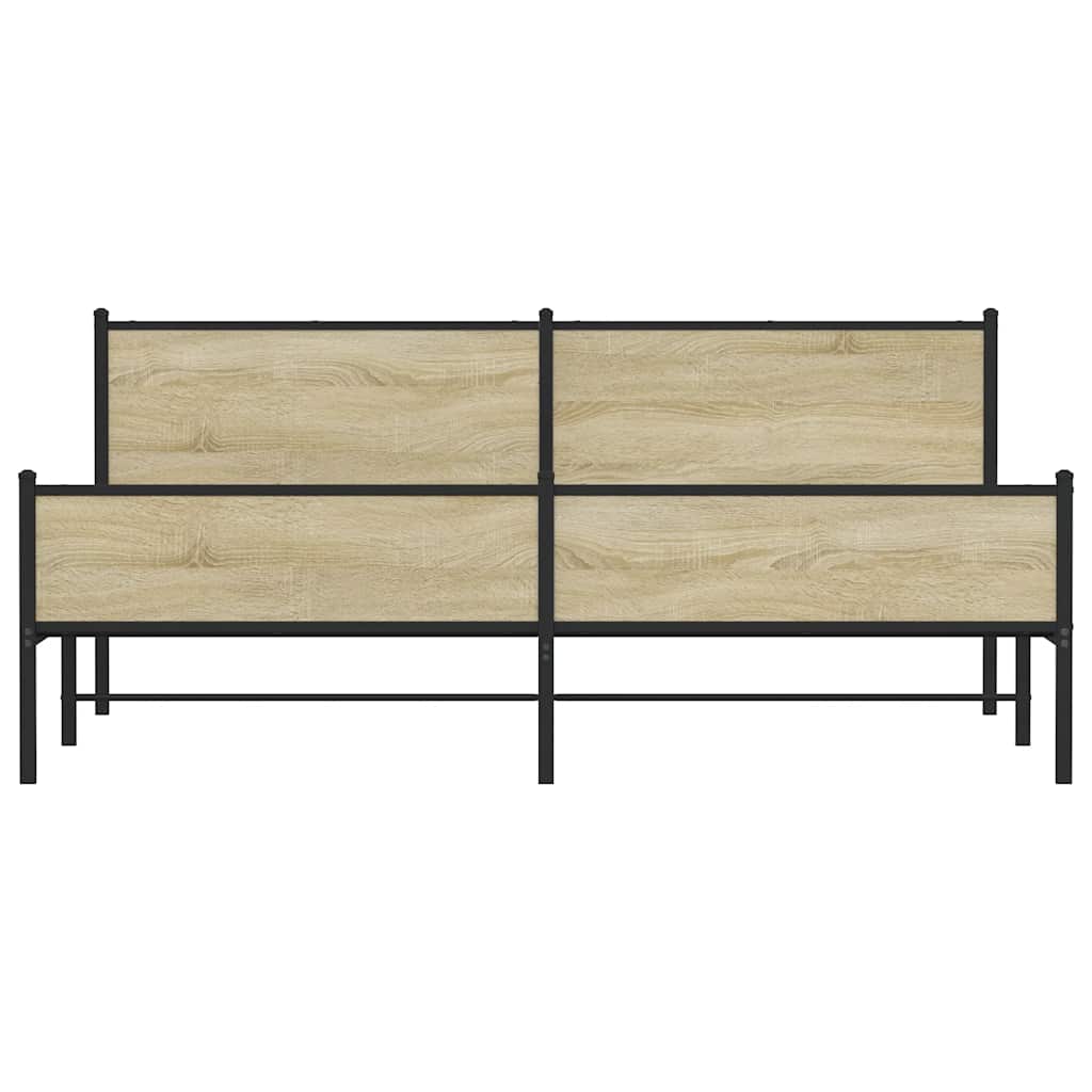 Metal Bed Frame without Mattress Sonoma Oak Finish 193 x 203 cm