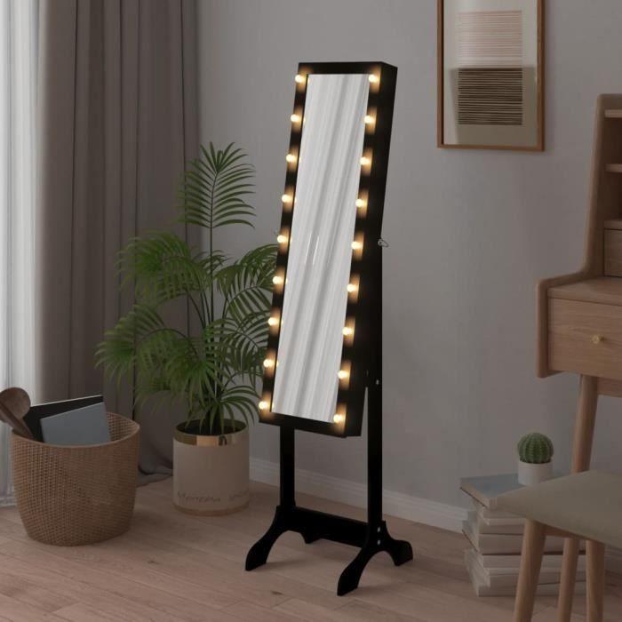 VidaXL White Standing Mirror with Black LED 34x37x146 Cm 351767