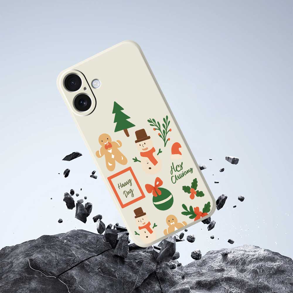 For iPhone 17 Case Christmas Snowman Pattern Printing Straight Edge TPU Phone Back Cover