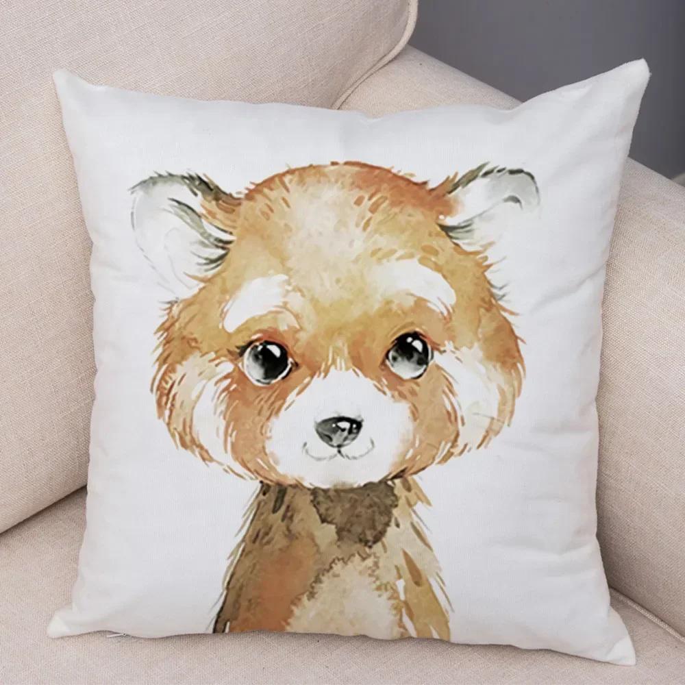 Aquarell niedliche Tier Kissenbezug Sofa Home Decor Zebra Giraffe Nilpferd Affe Löwe Fuchs Kissenbezug Kissenbezug