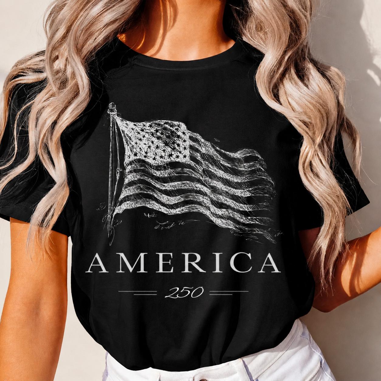 America 250 Vintage Flag Patriotic Minimal 1776-2026 USA Unisex T-Shirt XXXL