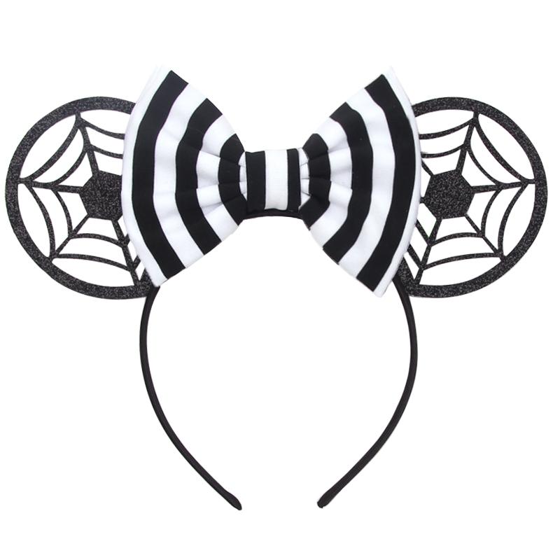 1pc Halloween Cute Mouse Ear Hair Hoop Sparkling Bow Girl Festival Decoration Party Event Wear Gift Parent Child Hair Accessory
