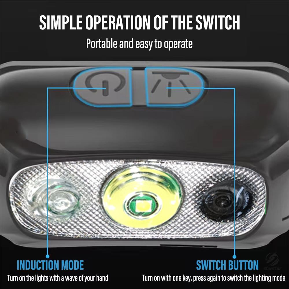 Lanternă reîncărcabilă cu LED pentru pescuit Far de camping cu senzor de inducție Lanternă rezistentă la apă Corpul lămpii ultra ușoare